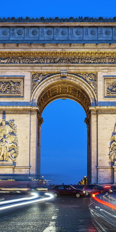 Arch of Triumph at night, Paris, France